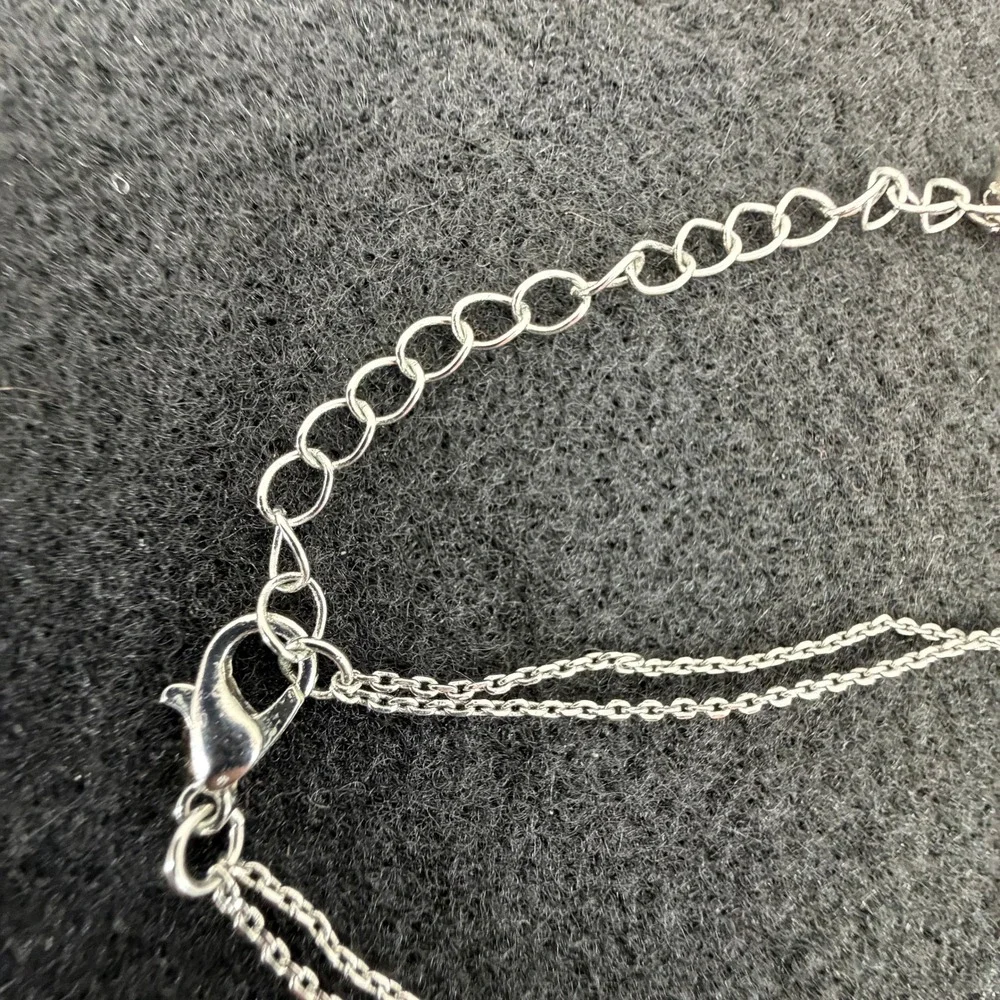 Liquid Silver Long 6 Strand Chain Layered Necklace‎ Silver Tone 17in Minimalist